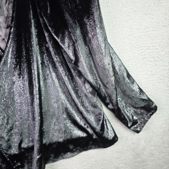 Kendall Kylie Black Sparkle Velvet Ruched Shoulders Party Jacket Size 14 16 NWT - Picture 3 of 16